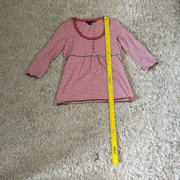 Boden Women’s 8 Pink And White Stripe Shirt 3/4 Sleeve With Buttons - Picture 6 of 6